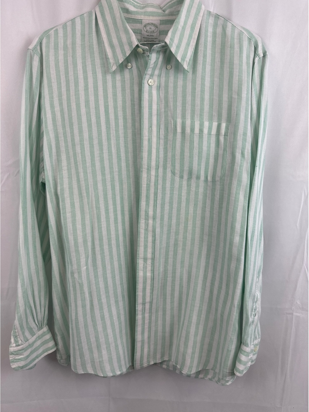 Brooks Brothers xl 100% Linen Striped Button-Down Shirt,